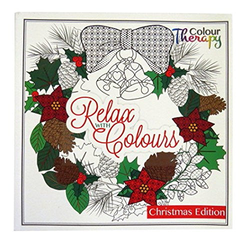 Colouring Therapy, Christmas Premium Adult Colouring Book - 60 Designs to Colour - Size 210mm x 210mm - hanrattycraftsgifts.co.uk