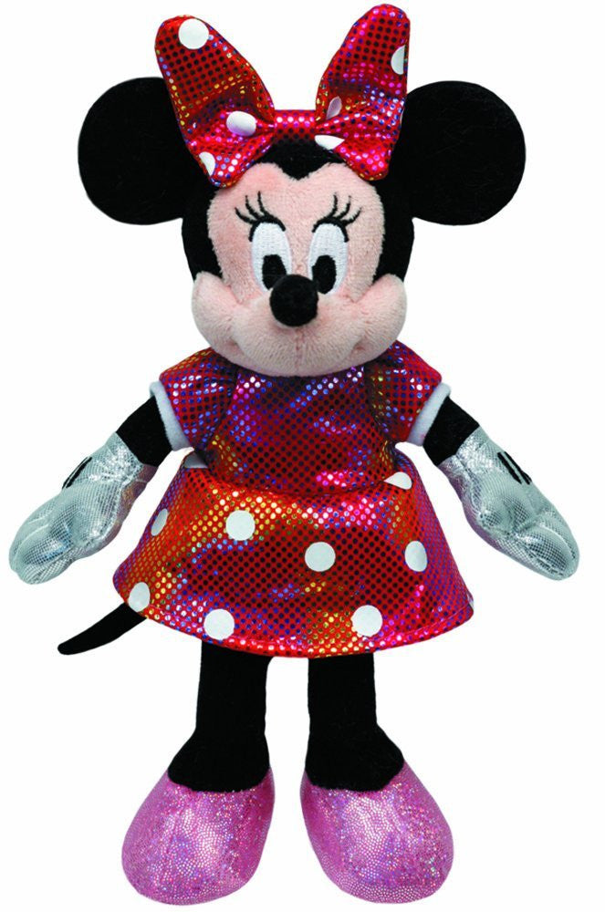 TY 90175 - Disney - Minnie Colourful Sparkle Dress and Bow Glitter Rainbow with Sound, 30 cm - hanrattycraftsgifts.co.uk
