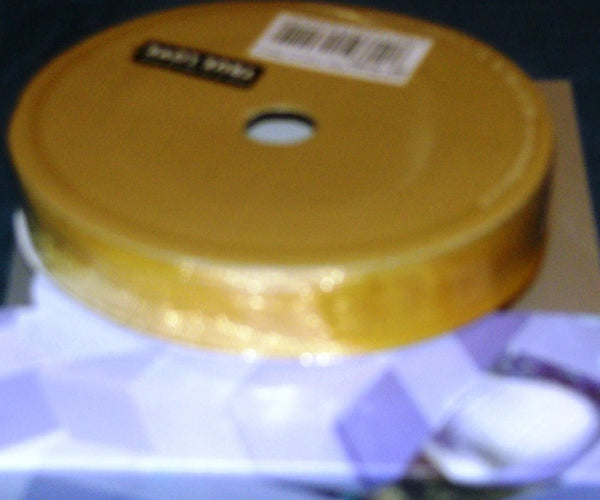 20m x 15mm WOVEN EDGE WEDDING ORGANZA RIBBON - GOLD - hanrattycraftsgifts.co.uk