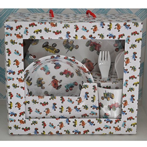 Childrens Melamine Dinner Set. Powell Craft Tractor Kids Gift Set - from Little PJs - hanrattycraftsgifts.co.uk