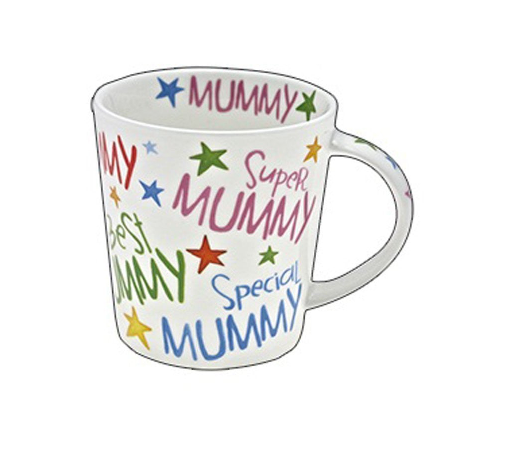 Rainbow coloured 'Mummy' fine china gift mug - hanrattycraftsgifts.co.uk