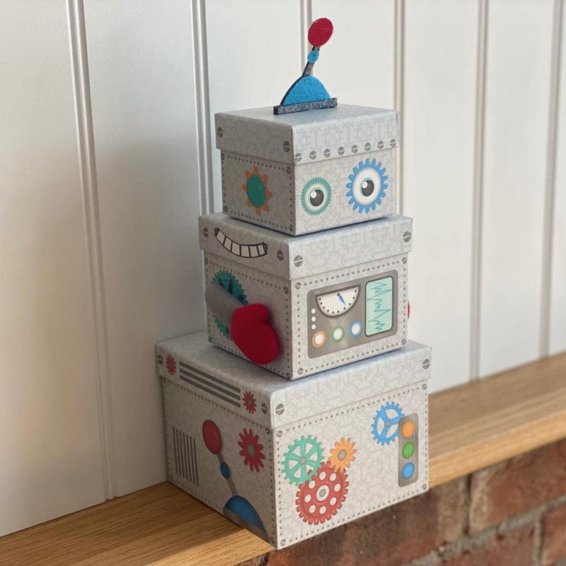 Robot Gift Boxes Set of 3, Kids Nesting Gift Box,