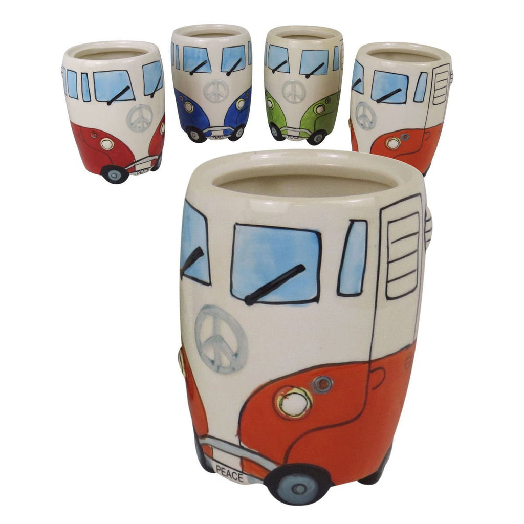 VW Camper Van Ceramic Utensils Jar (Orange) - hanrattycraftsgifts.co.uk