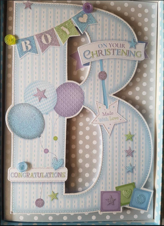 Baby Boy - christening day   - Boxed Card