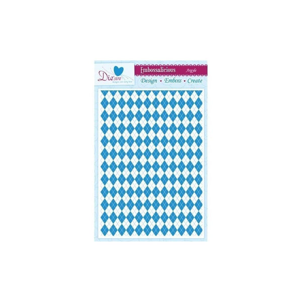 Crafter's Companion Die'sire Embossalicious A4 Embossing Folder - Argyle - hanrattycraftsgifts.co.uk