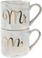 Lesser & Pavey Set of 2 Grey and White Marble Mr and Mrs Stack Mugs