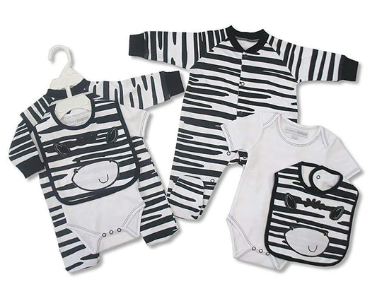 3 Piece Animal Print Set with Bodysuit, Vest & Bib - hanrattycraftsgifts.co.uk