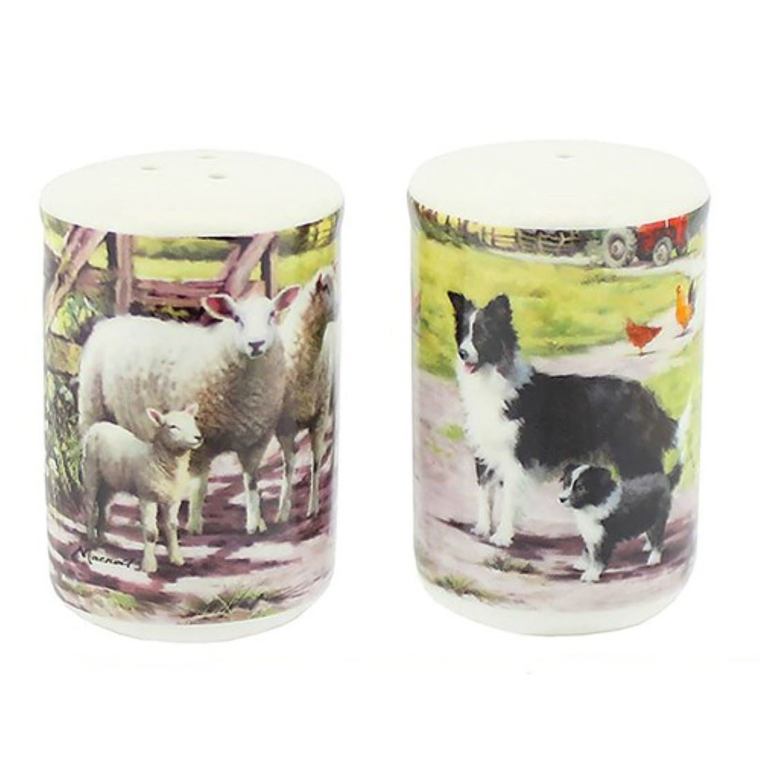 Leonardo Collie and Sheep China Salt and Pepper Cruet Set Macneil Studio LP92422 - hanrattycraftsgifts.co.uk