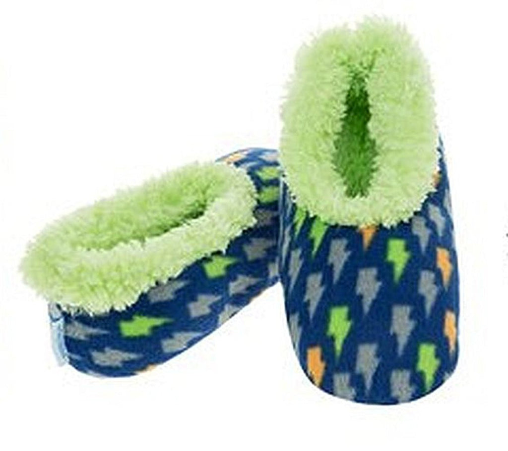 Boys Lightening Bolts Fun Kids Snoozies Slippers in S/M/L - hanrattycraftsgifts.co.uk