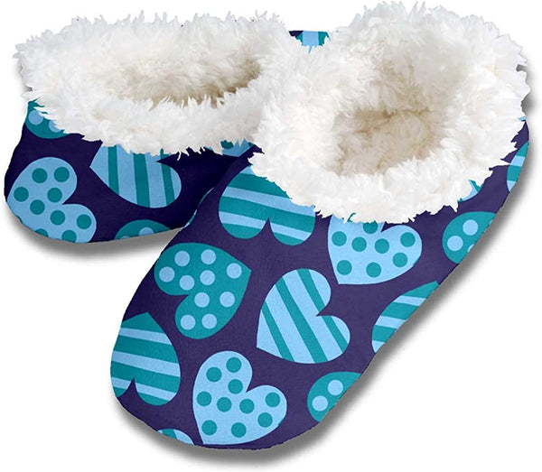 Snoozies Womens So Soft! Fleece Lined Footies Womens Footcoverings (Small, Dotted Hearts)