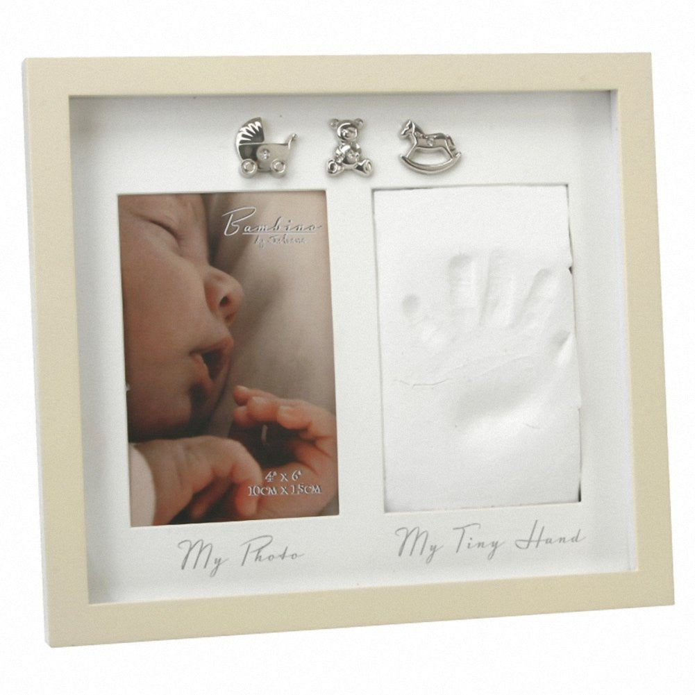Bambino by Juliana MDF Hand Print Photo frame with 3 icons - hanrattycraftsgifts.co.uk