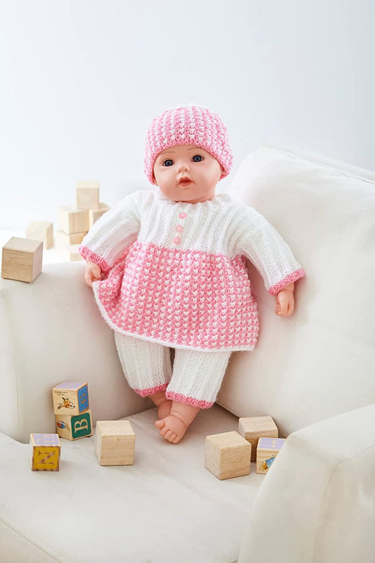 King Cole Double Knit Knitting Pattern Doll Top Pants Jacket Bootees & Hat (5924)