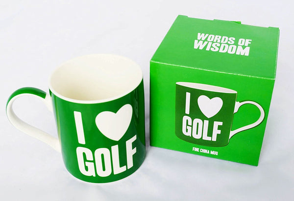 I Heart Love Golf Mug Fathers Day Birthday Mens Golfing Him Gift Cup Dad Present - hanrattycraftsgifts.co.uk