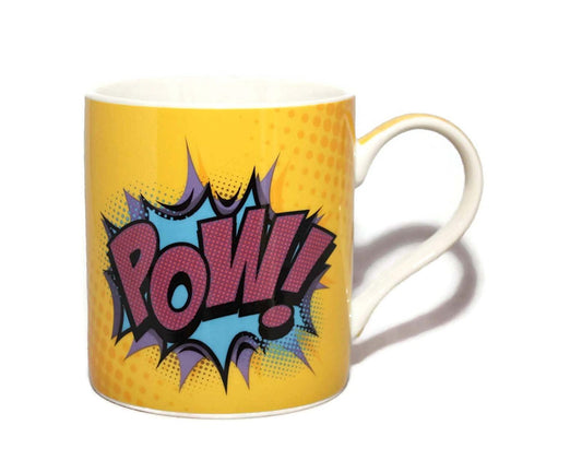 Superhero Comic Style Pow! Fine China Mug - hanrattycraftsgifts.co.uk