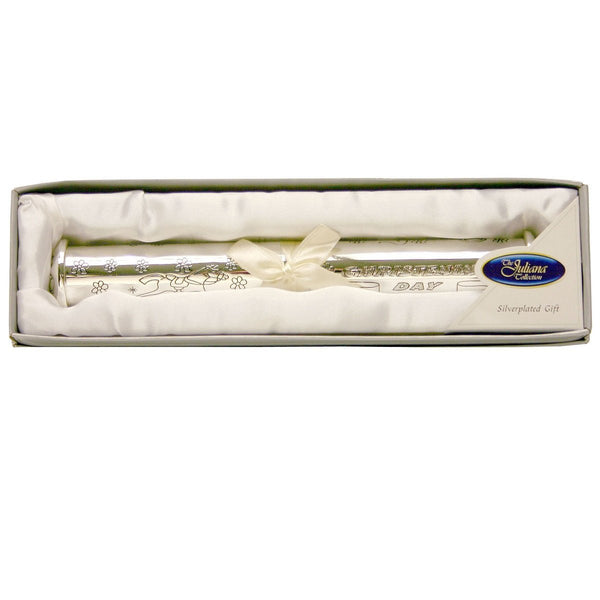 Silver Plated Christening certificate holder - hanrattycraftsgifts.co.uk