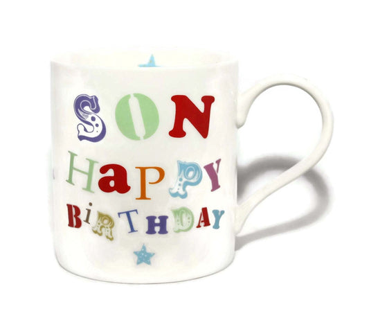 Son Happy Birthday China Gift Mug - hanrattycraftsgifts.co.uk