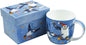 Bone porcelain cup with Christmas puffins   and gift box