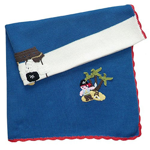 pirate knitted cot size blanket - hanrattycraftsgifts.co.uk