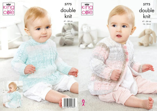 King Cole 5775 Baby DK Cardigan Tunic Knitting Pattern
