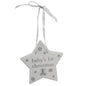 Bambino Baby's 1st Christmas Star Plaque Decoration with cute teddy bear icon - hanrattycraftsgifts.co.uk