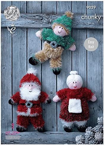 King ColeTinselChunky Easy Knit Santa Mrs Claus  Elf Christmas Toys 9029