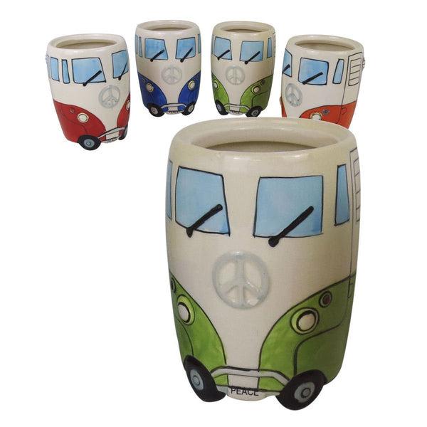 VW Camper Van Ceramic Utensils Jar (Green) - hanrattycraftsgifts.co.uk