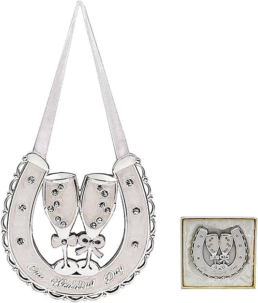 Silver Cream Wedding Hanging Champagne Horseshoe