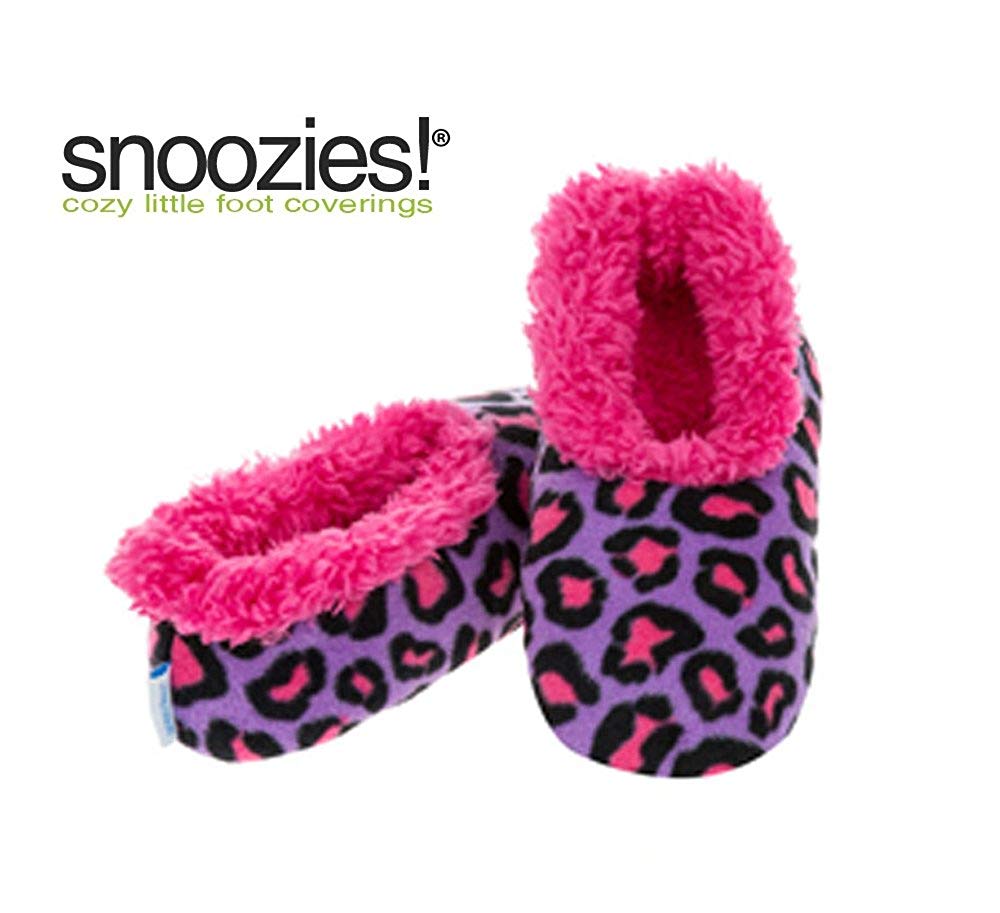 Girls Purple & Pink Leopard Print Fun Kids Snoozies Slippers in S/M/L - hanrattycraftsgifts.co.uk