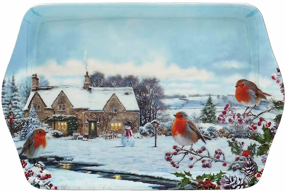 McNeil Blue Christmas Robins Snack Tray