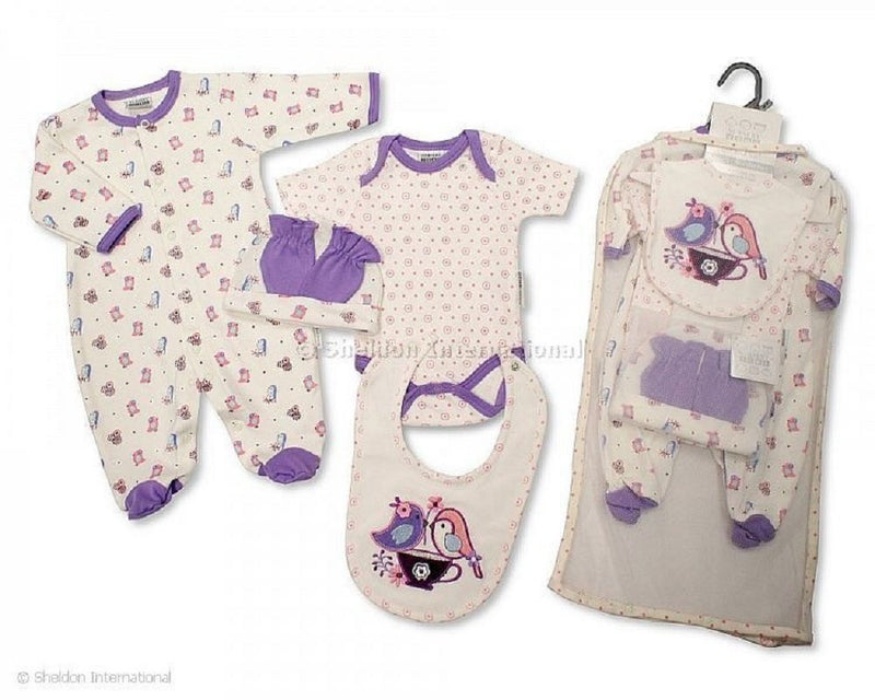 Nursery Time NT0671 Fantastic cotton 5 piece Layette Gift Set. Unisex set for ages Newborn, 0-3 months, 3-6 months - hanrattycraftsgifts.co.uk