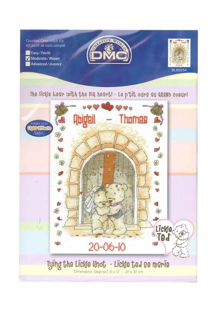 DMC BL850/54 | Tying The Lickle Knot Wedding Record Counted Cross Stitch Kit - hanrattycraftsgifts.co.uk