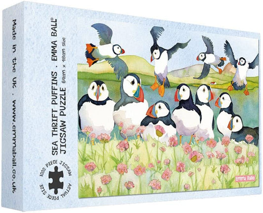 Emma Ball 1000 Piece Jigsaw Puzzle Puffins and Sea Thrift Made in the UK