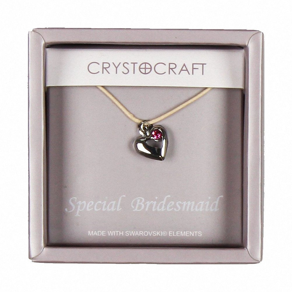 Crystocraft Necklace with Heart Charm-Our Special Bridesmaid - hanrattycraftsgifts.co.uk