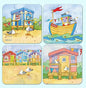 BEACH HUTS - BESIDE the SEA - Emma Ball Colourful Coaster Set x 4 - hanrattycraftsgifts.co.uk