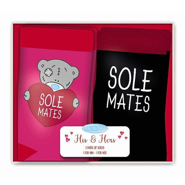 His & Hers Sole Mates Me To You Boxed Socks Set - hanrattycraftsgifts.co.uk