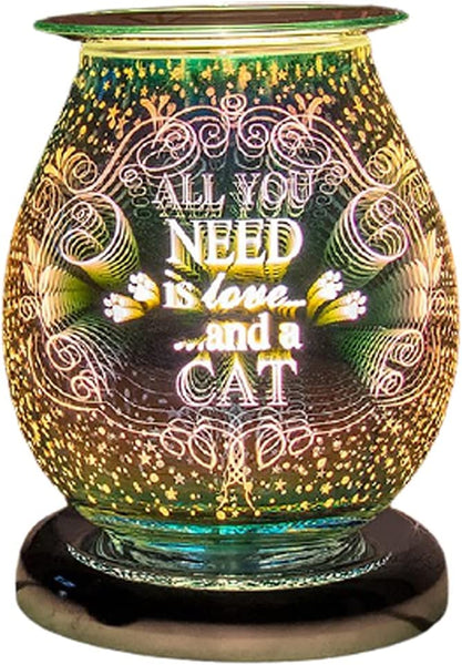 All You Need Is Love & A Cat Design - Desire 3D Aroma melt Oil Aromatherapy Wax Touch lamp. Fragrance Burner
