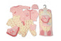 7 Piece Baby Girls Layette Clothing Gift Set Pink Heart Owl Design - hanrattycraftsgifts.co.uk