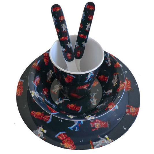 Powell Craft Melamine Toddler Dinner Set, ROBOT - hanrattycraftsgifts.co.uk