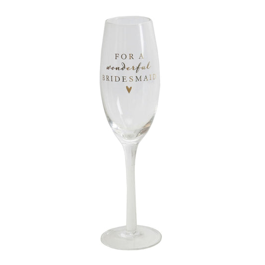 Champagne Flute Glass For A Wonderful Bridesmaid Gift Boxed Amore by Juliana - hanrattycraftsgifts.co.uk