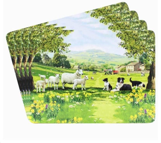 The Leonardo Collection  Collie and Sheep Table Place Mats (Set of 4), Boxed