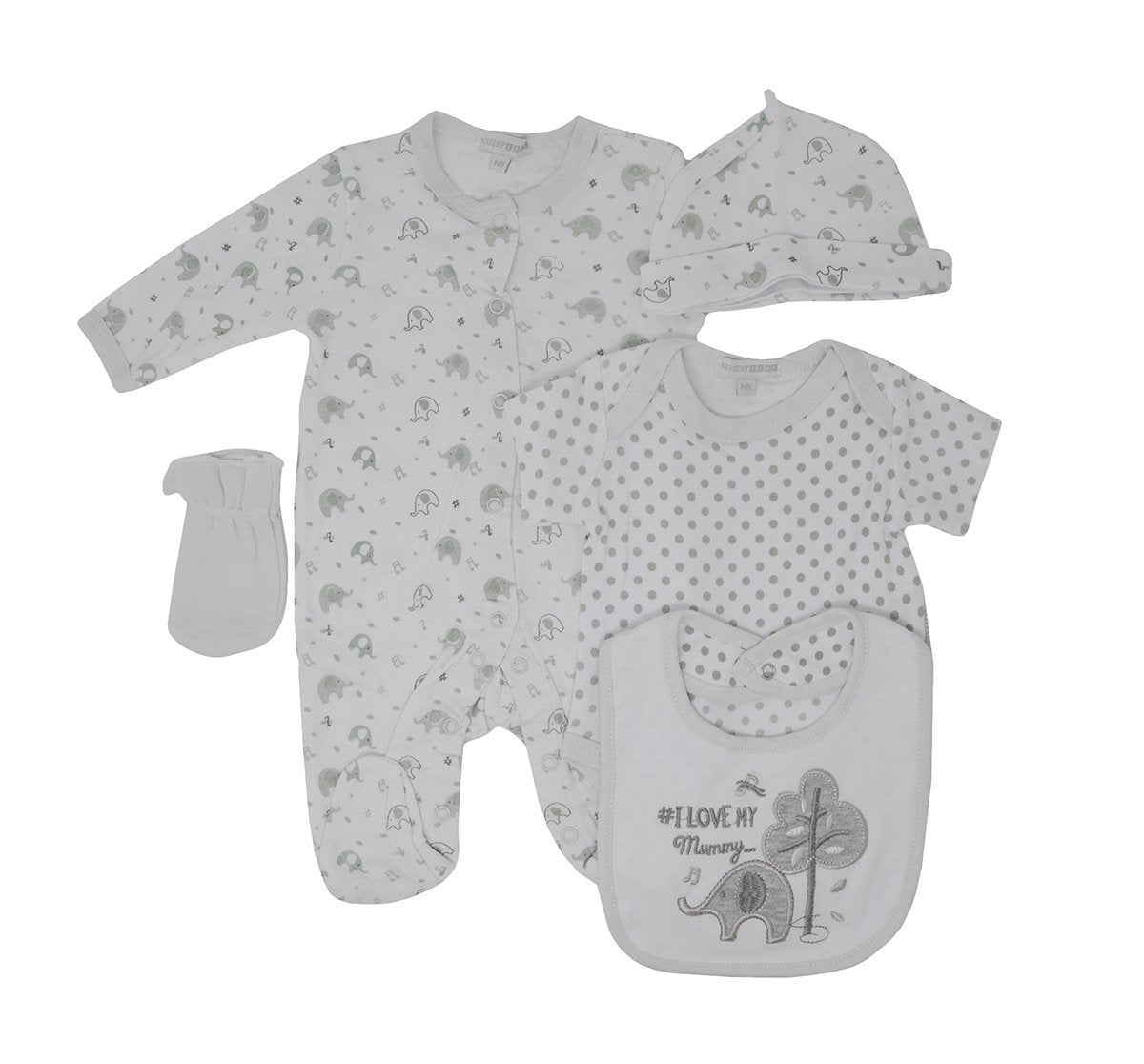 5 Piece Baby Gift Set With Embroidery and Applique - 0/3 Months - hanrattycraftsgifts.co.uk
