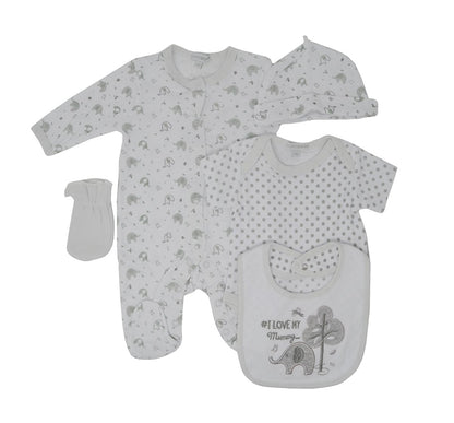 5 Piece Baby Gift Set With Embroidery and Applique - 0/3 Months - hanrattycraftsgifts.co.uk