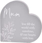 Widdop and Co Grey Heart MDF Plaque - Floral - Mum