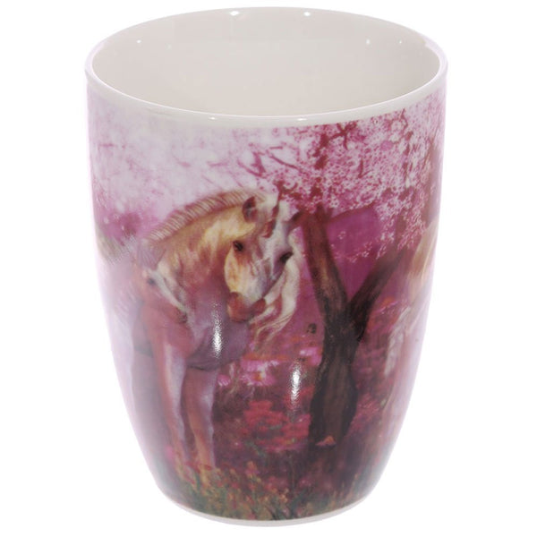 Fantasy Unicorn Mother and Baby Pink Bone China Mug in Gift Box - hanrattycraftsgifts.co.uk