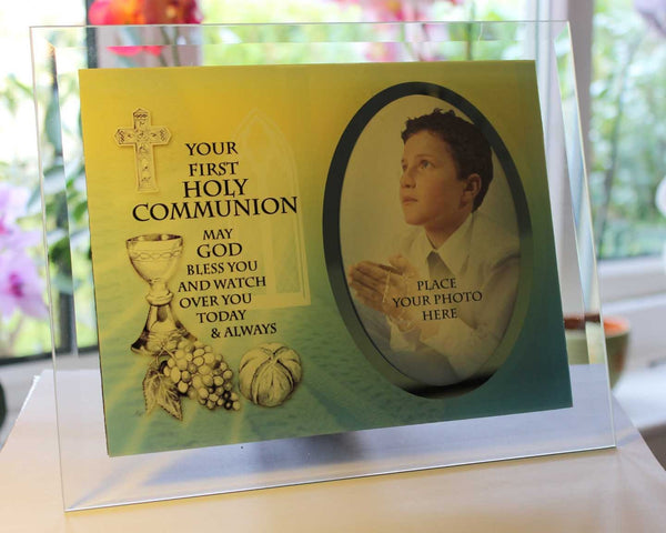 Inspirational Glass Poem Photo Frame His First Holy Communion Keepsake Gift to Treasure Forever! - hanrattycraftsgifts.co.uk