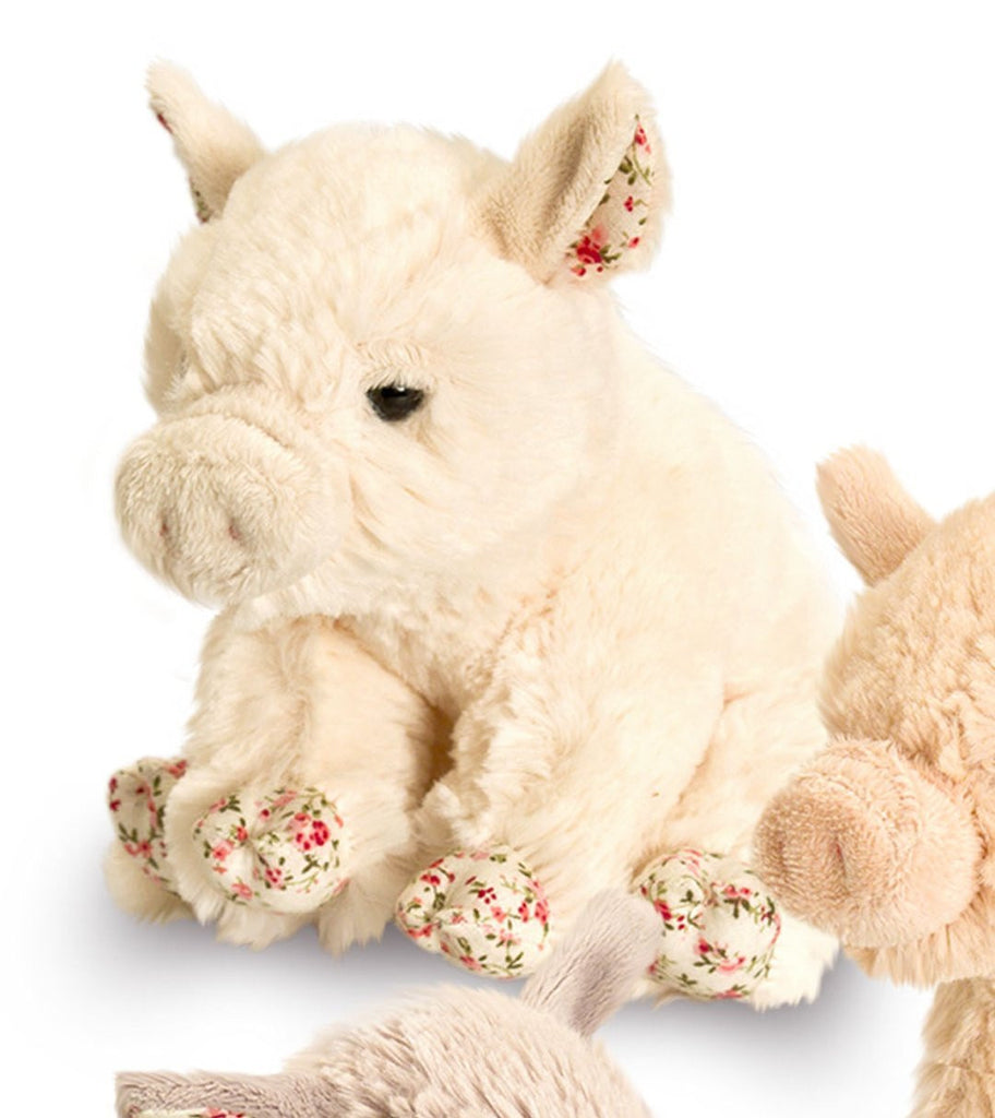Belle Rose Pig 18cm soft toy - Cream - Cute and Cuddly from Keel Toys - hanrattycraftsgifts.co.uk