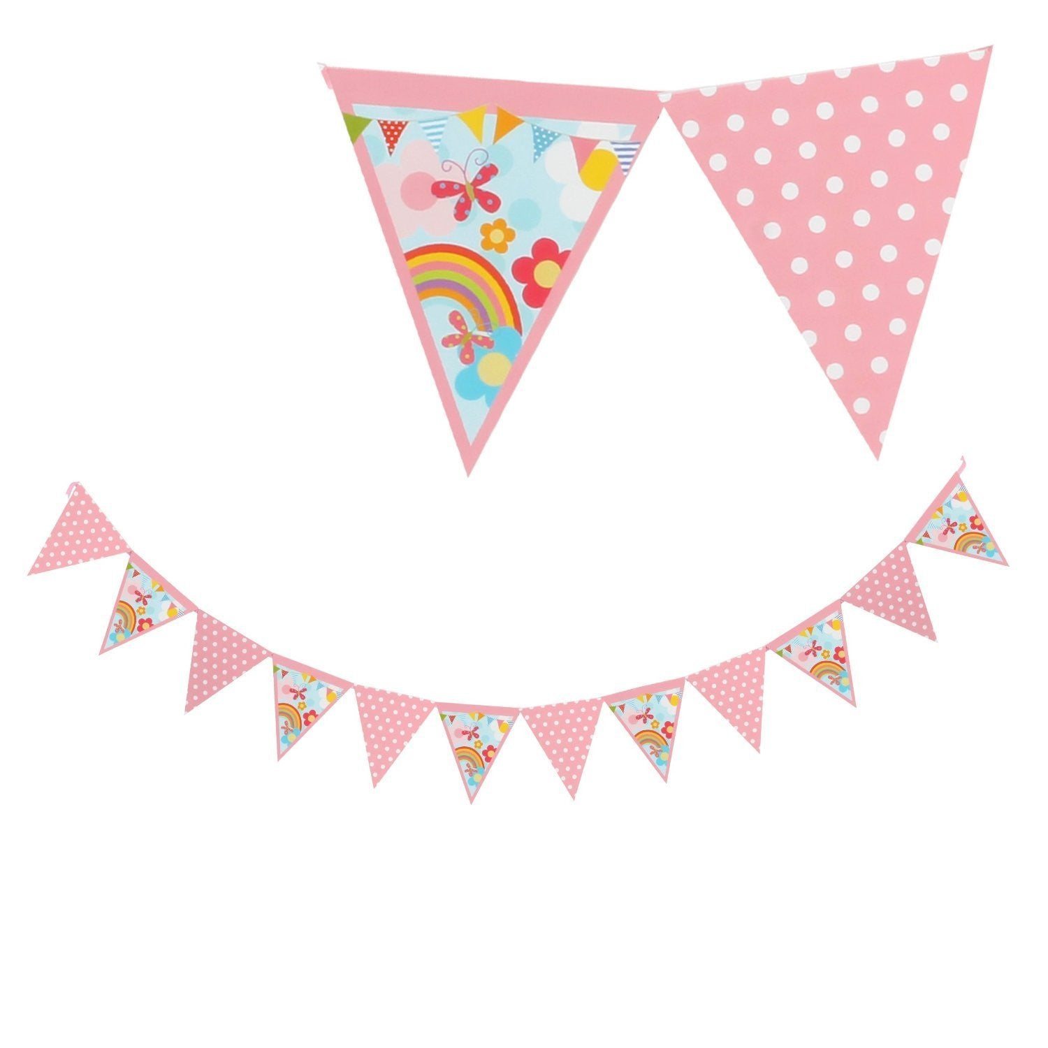 Kiddiwinks Partyware Paper Bunting 2.5m - Girl Design - hanrattycraftsgifts.co.uk