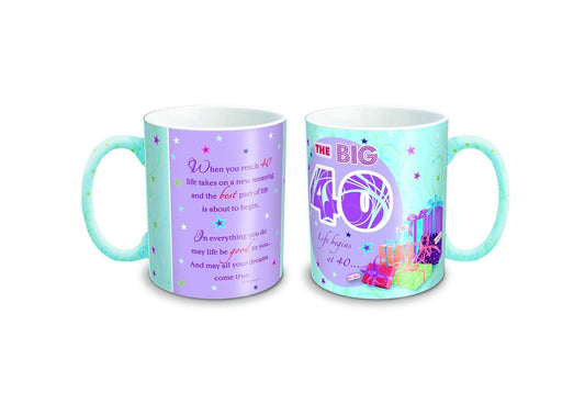 "the Big 40" 40th Birthday Sentimental Mug - Unisex Design With Presentation Box - hanrattycraftsgifts.co.uk