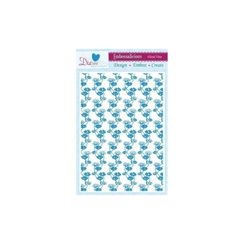 Crafter's Companion Die'sire Embossalicious A4 Embossing Folder - Floral Vine - hanrattycraftsgifts.co.uk