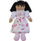 ragdoll 40cms with strawberry paterns black hair - hanrattycraftsgifts.co.uk